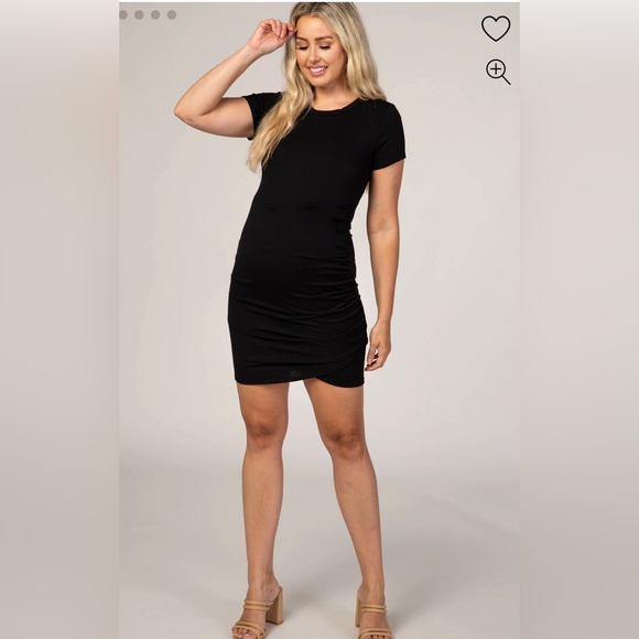 Black Wrap Maternity T-Shirt Dress - Picture 1 of 5